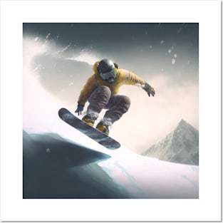 Snowboarding in winter vacation Posters and Art